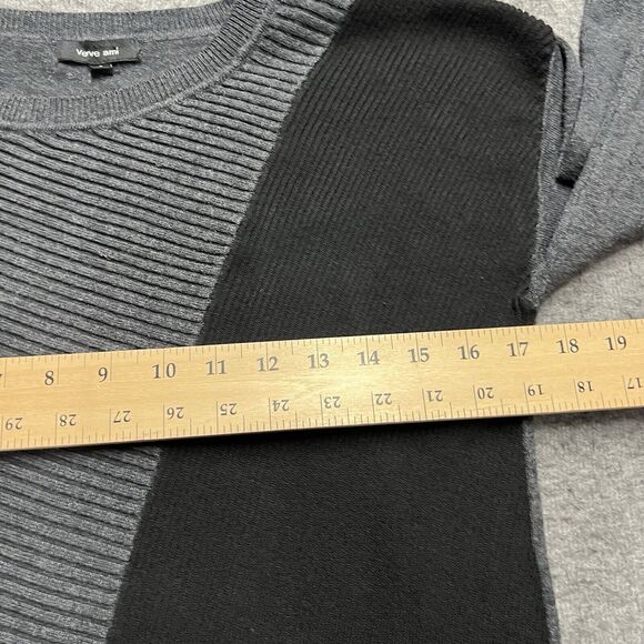 Verve Ami Long Sleeve Shirt Women's Small Black Gray Color Block Pullover Ribbed - Picture 6 of 7